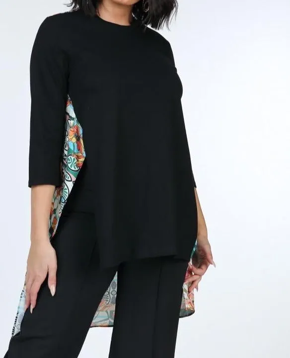 ASYMMETRICAL PRINT HIGH LOW TOP Cotton
