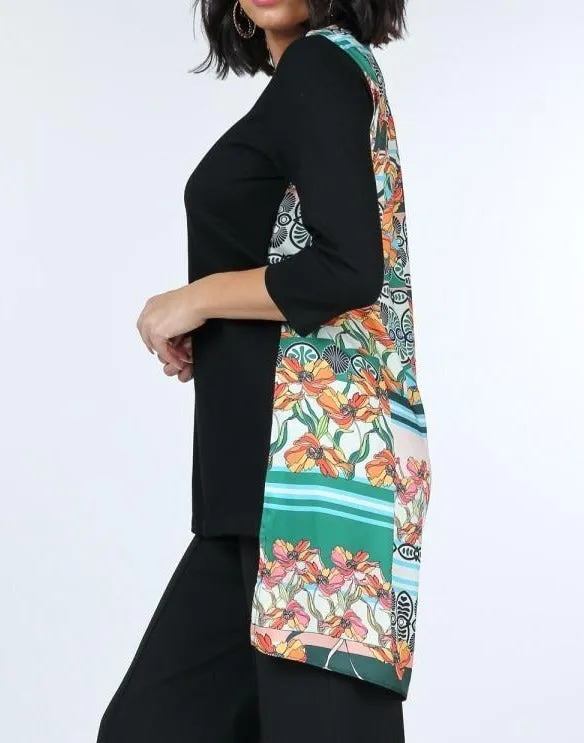 ASYMMETRICAL PRINT HIGH LOW TOP Cotton