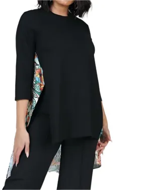ASYMMETRICAL PRINT HIGH LOW TOP Cotton