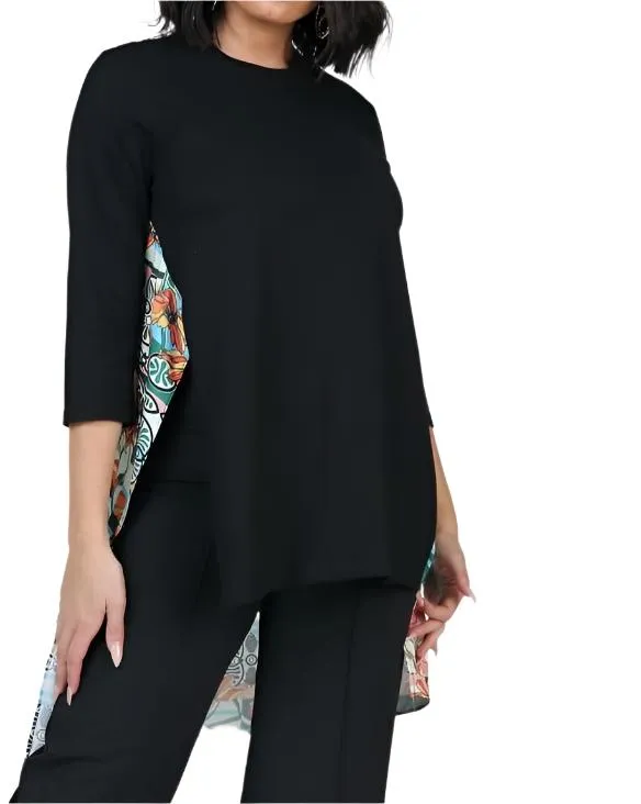 ASYMMETRICAL PRINT HIGH LOW TOP Cotton