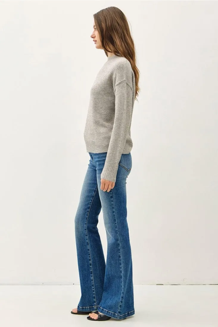 Be Cool Cozy Drop Shoulder Sweater with Rib Detail in Mocha