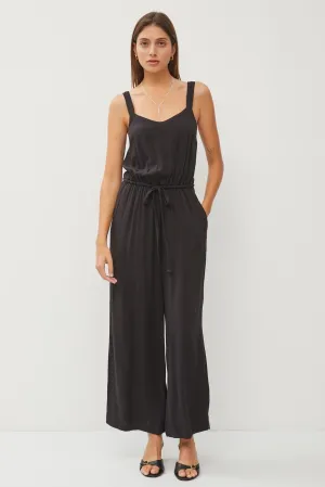 Black Sweetheart Neckline Wide Leg Jumpsuit