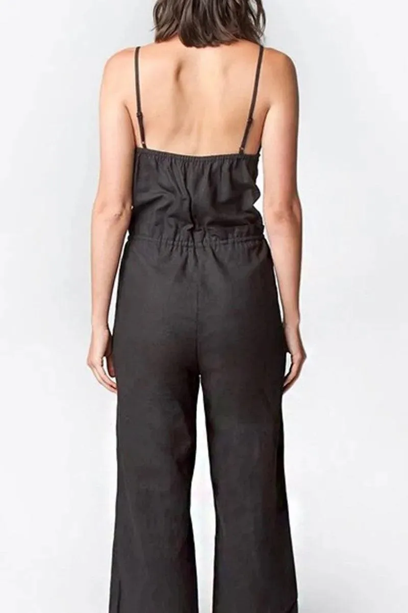 Boho Crochet Embroidered Scalloped Hem Wide Leg Jumpsuit - Per Pack