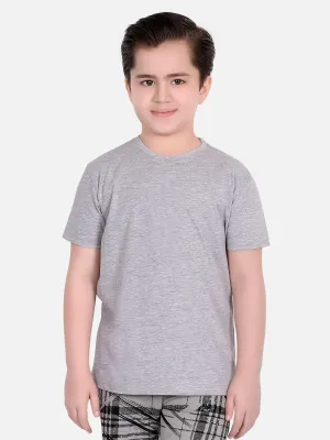 Boy's Heather Grey Half Sleeves Basic Tee - EBTBT19-023