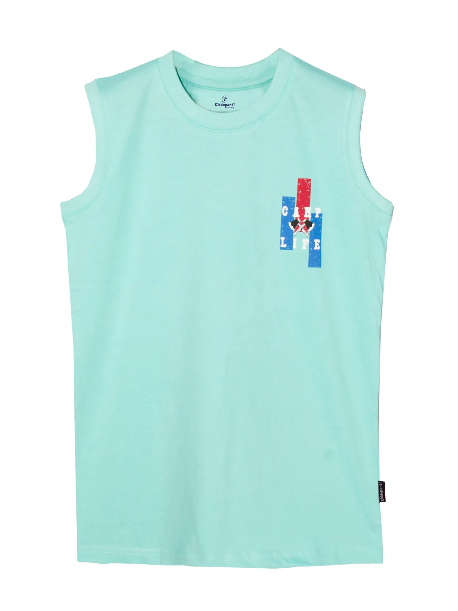 Boys Printed Sleeveless Tee & Knit Knee length Basic Short Set