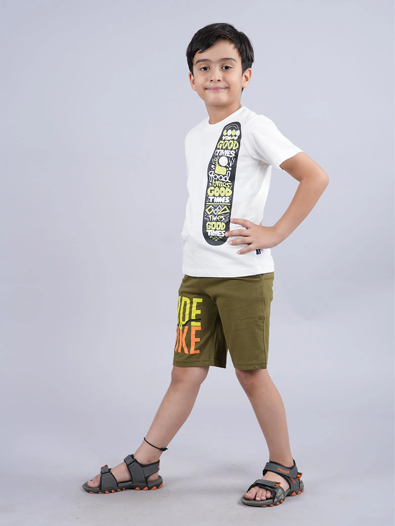 Boys Printed Tee & Knit Shorts Set