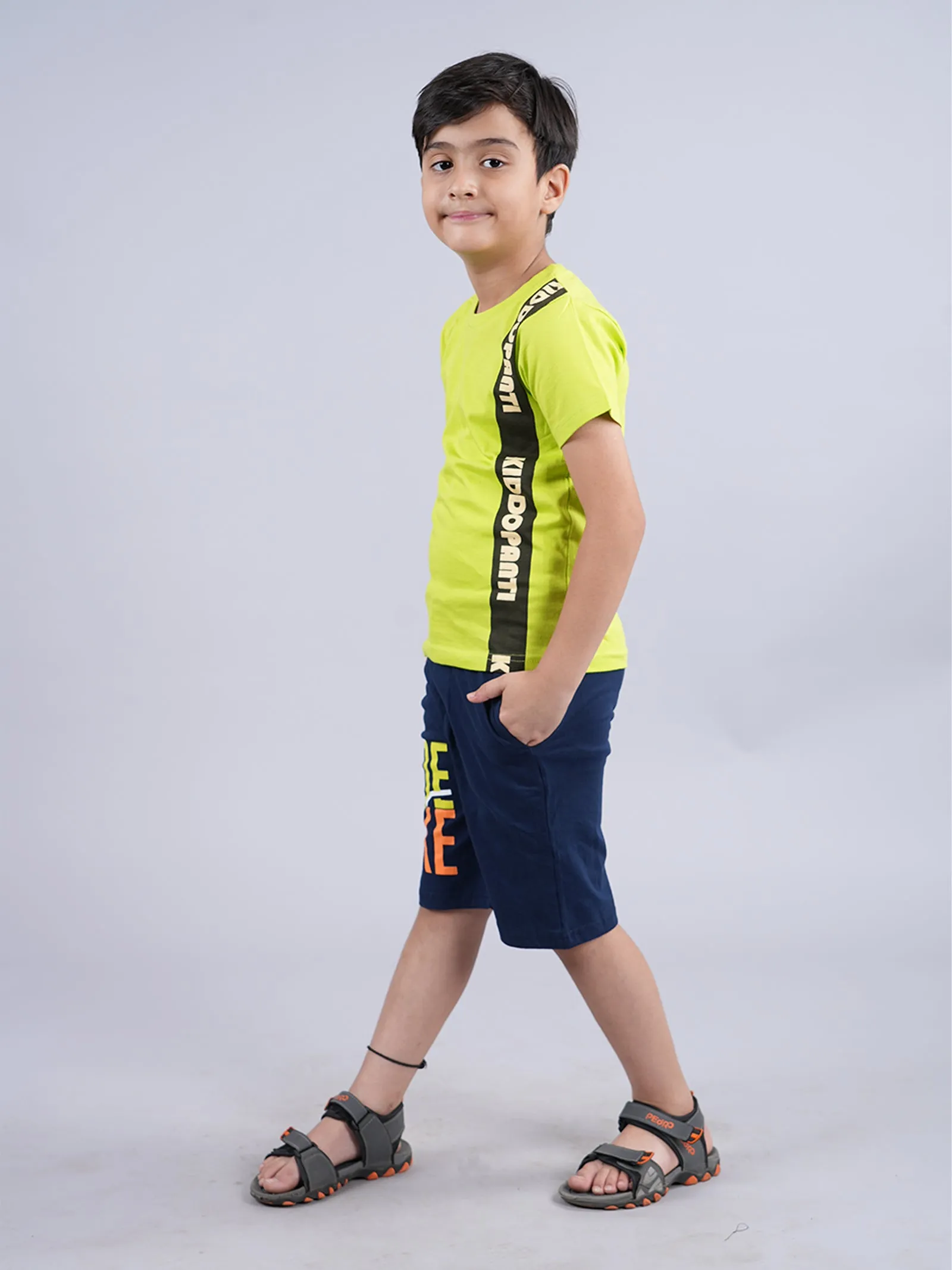 Boys Printed Tee & Knit Shorts Set