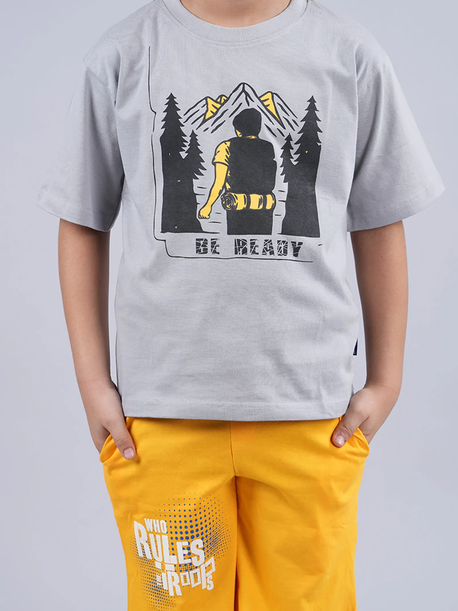 Boys Printed Tee & Knit Shorts Set