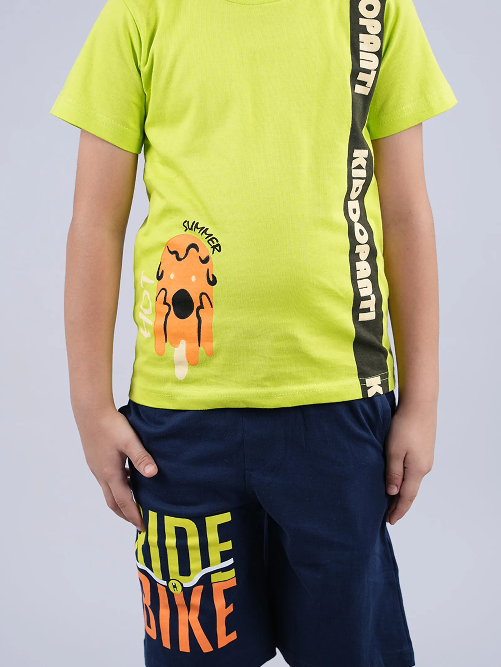Boys Printed Tee & Knit Shorts Set