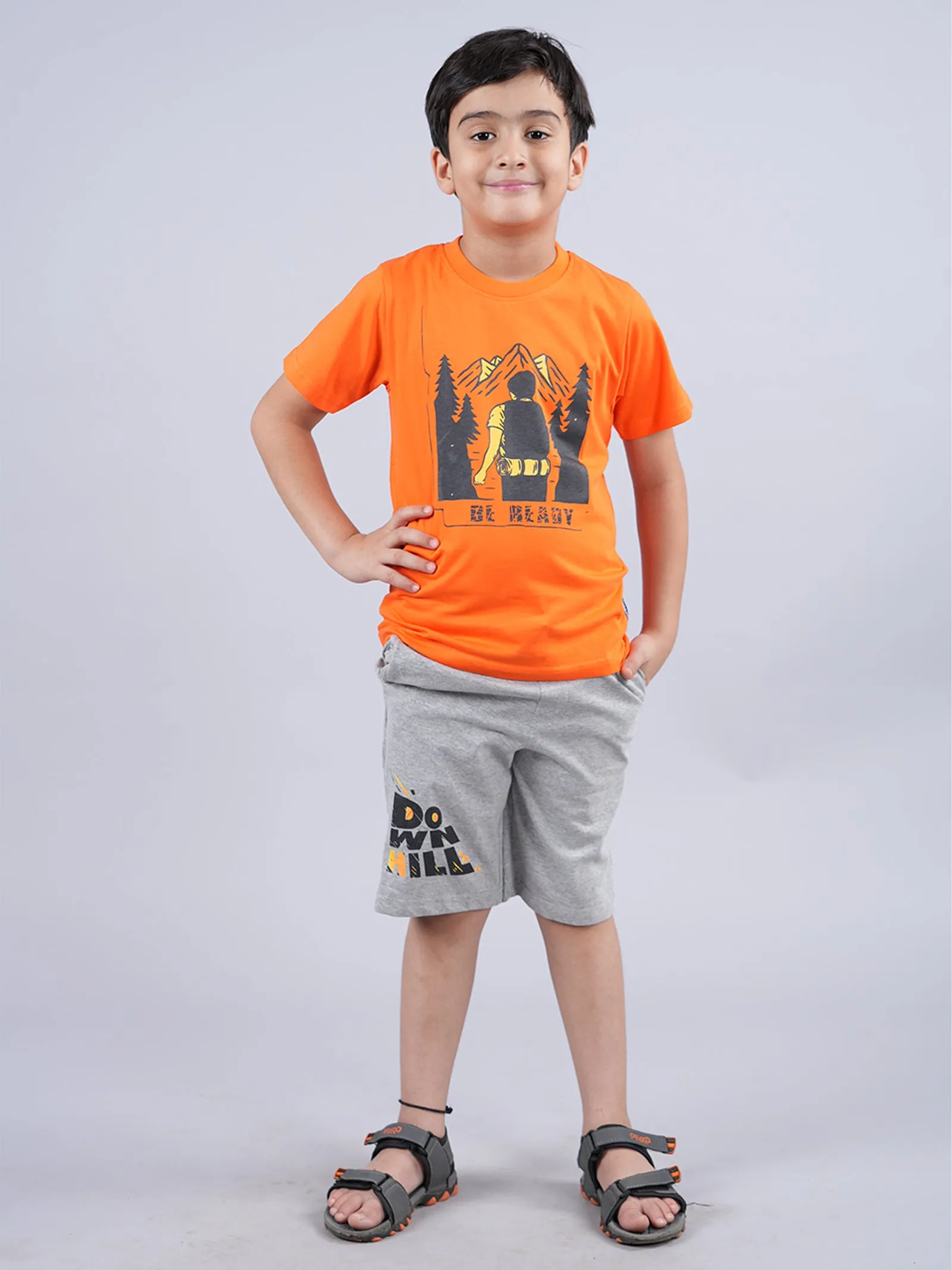 Boys Printed Tee & Knit Shorts Set