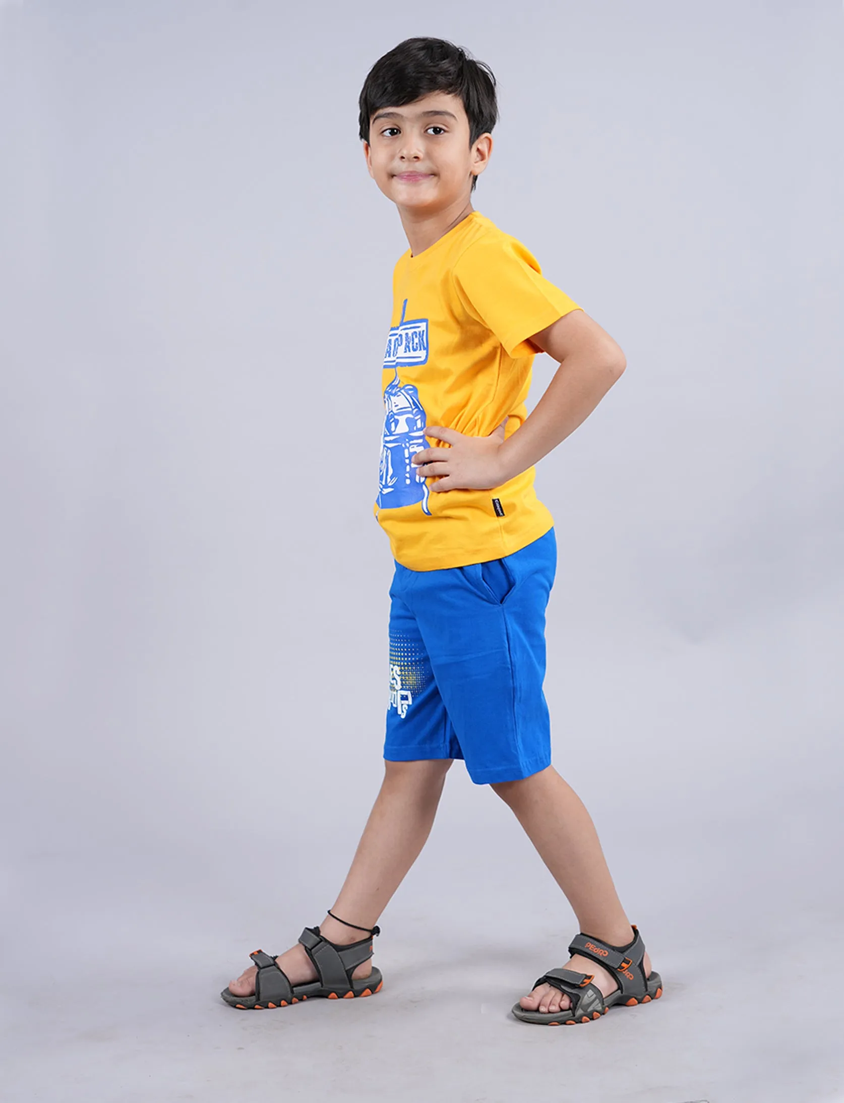 Boys Printed Tee & Knit Shorts Set
