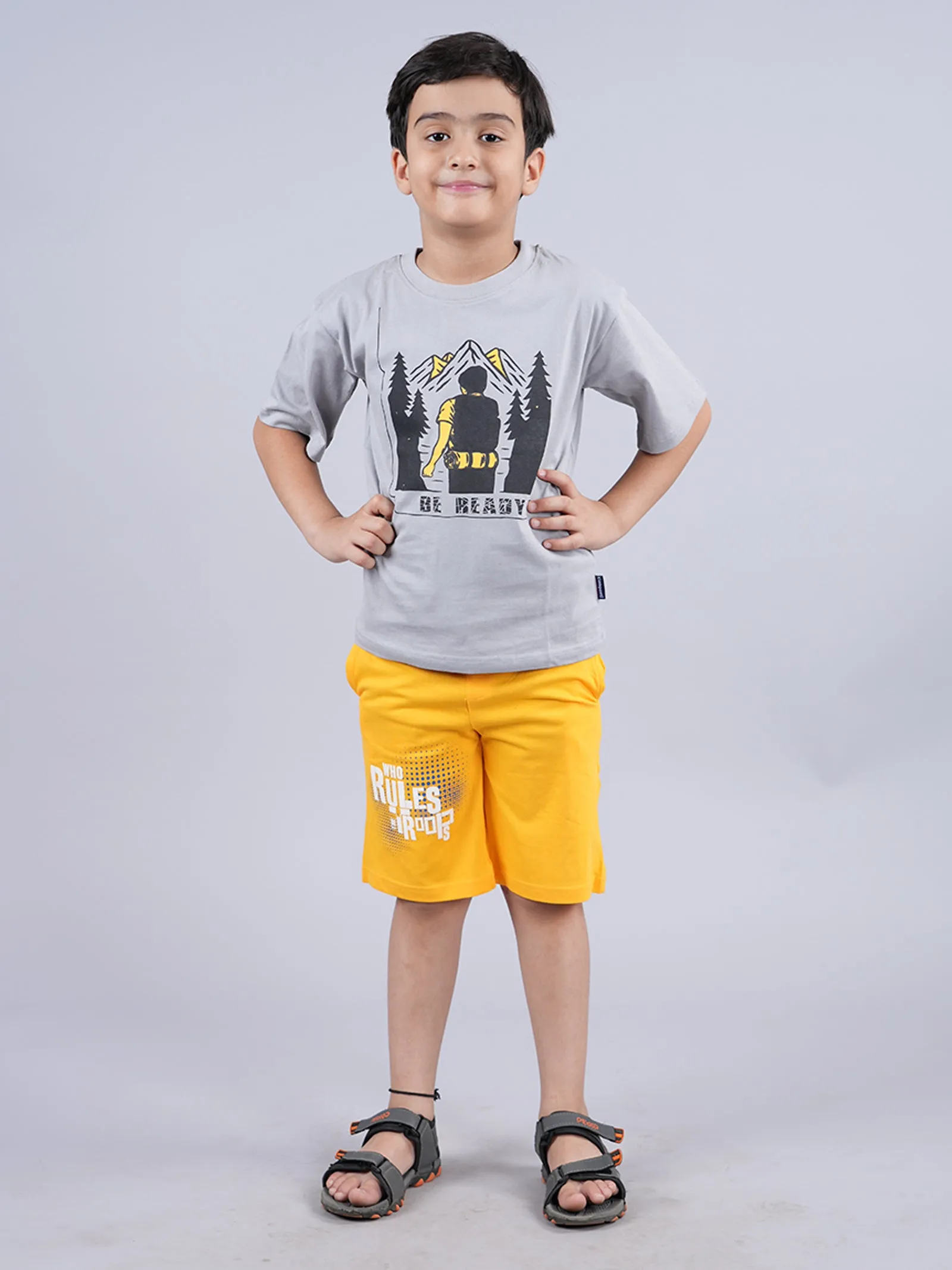 Boys Printed Tee & Knit Shorts Set