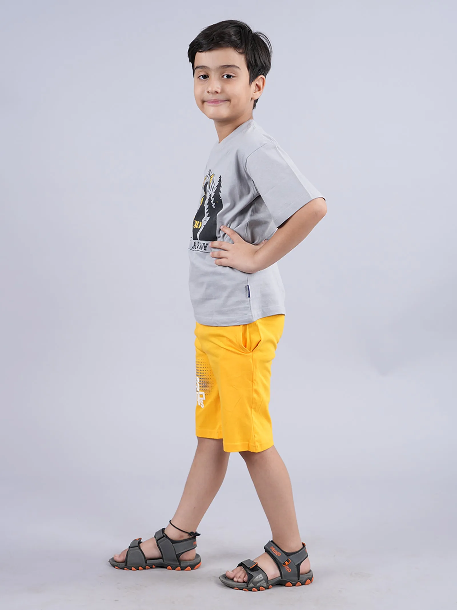 Boys Printed Tee & Knit Shorts Set