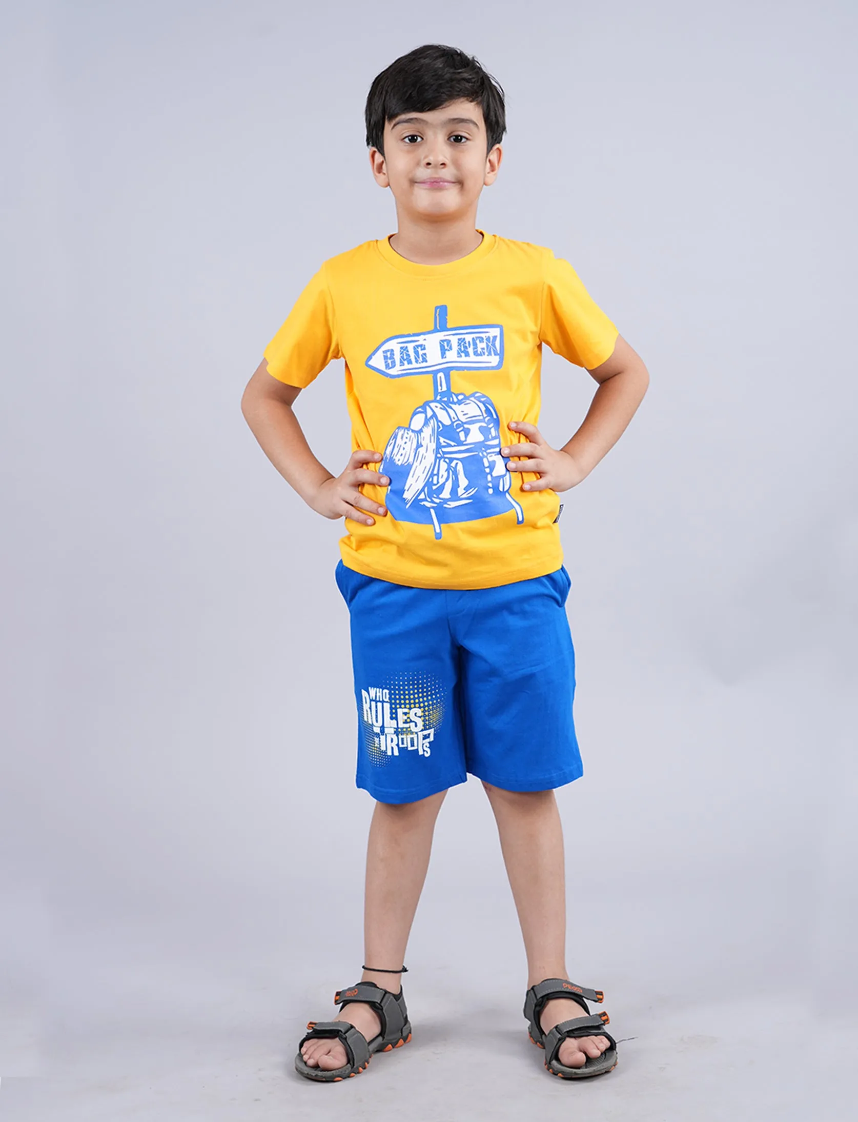 Boys Printed Tee & Knit Shorts Set