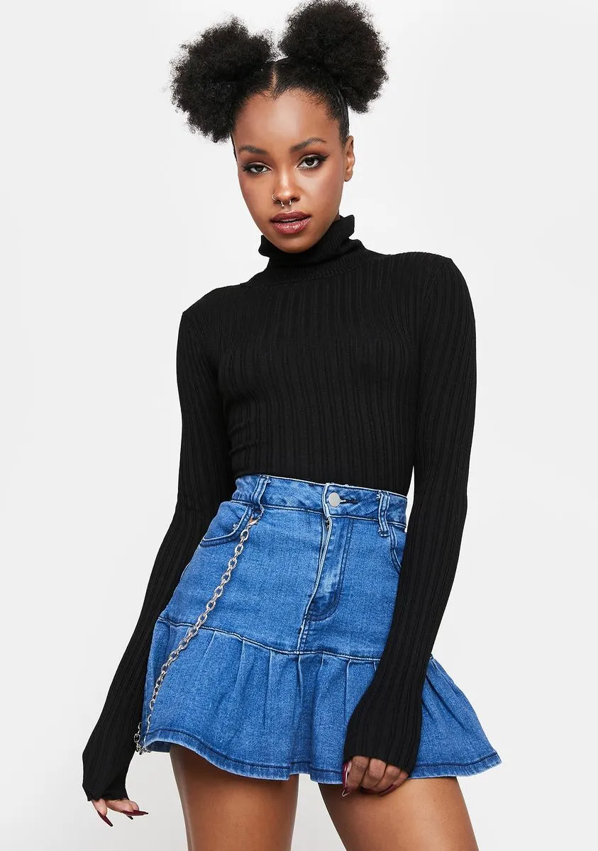 Call Back Later Denim Mini Skirt
