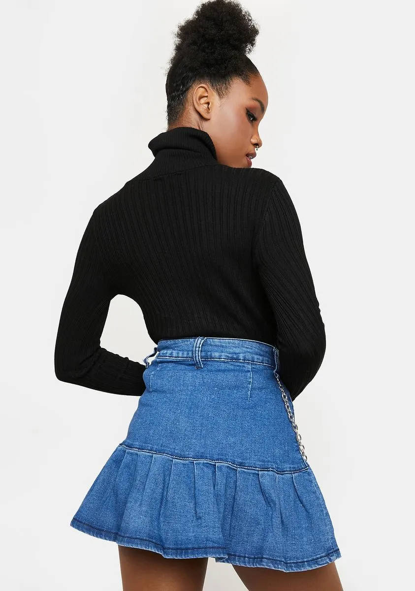 Call Back Later Denim Mini Skirt