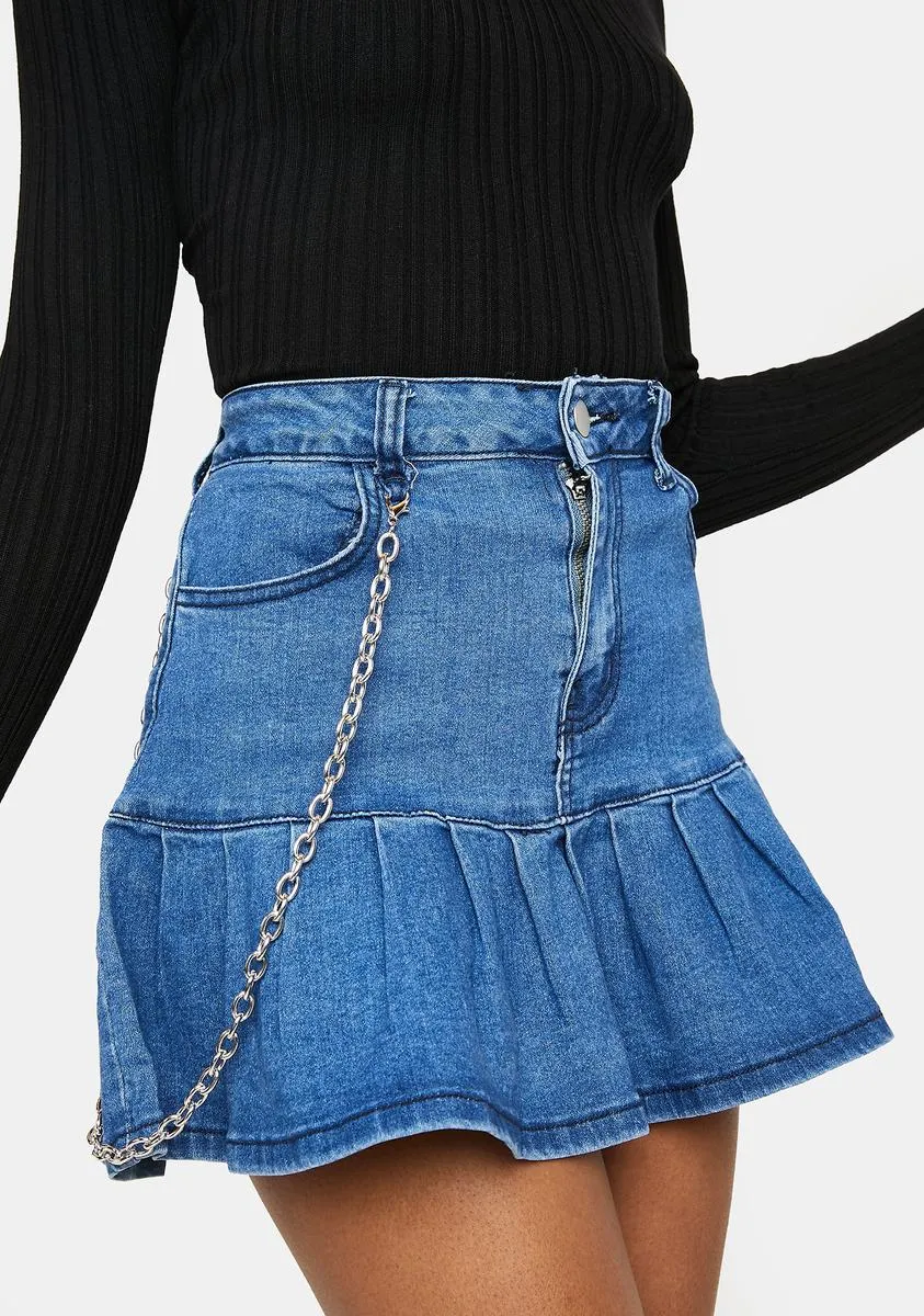 Call Back Later Denim Mini Skirt