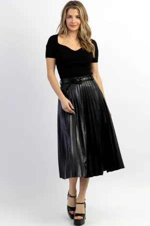 CAMDEN FAUX LEATHER MIDI SKIRT