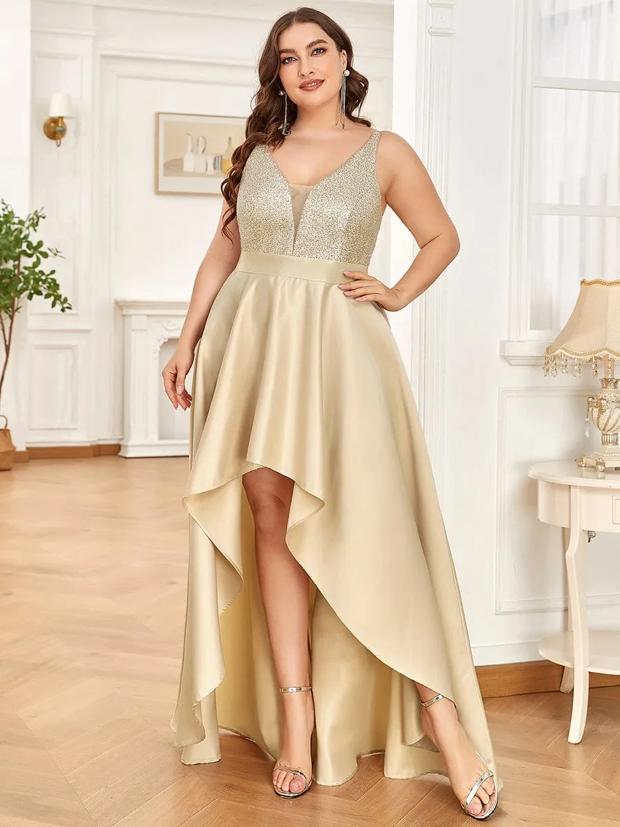 Captivating V-Neck Sparkly Prom Dress for Women