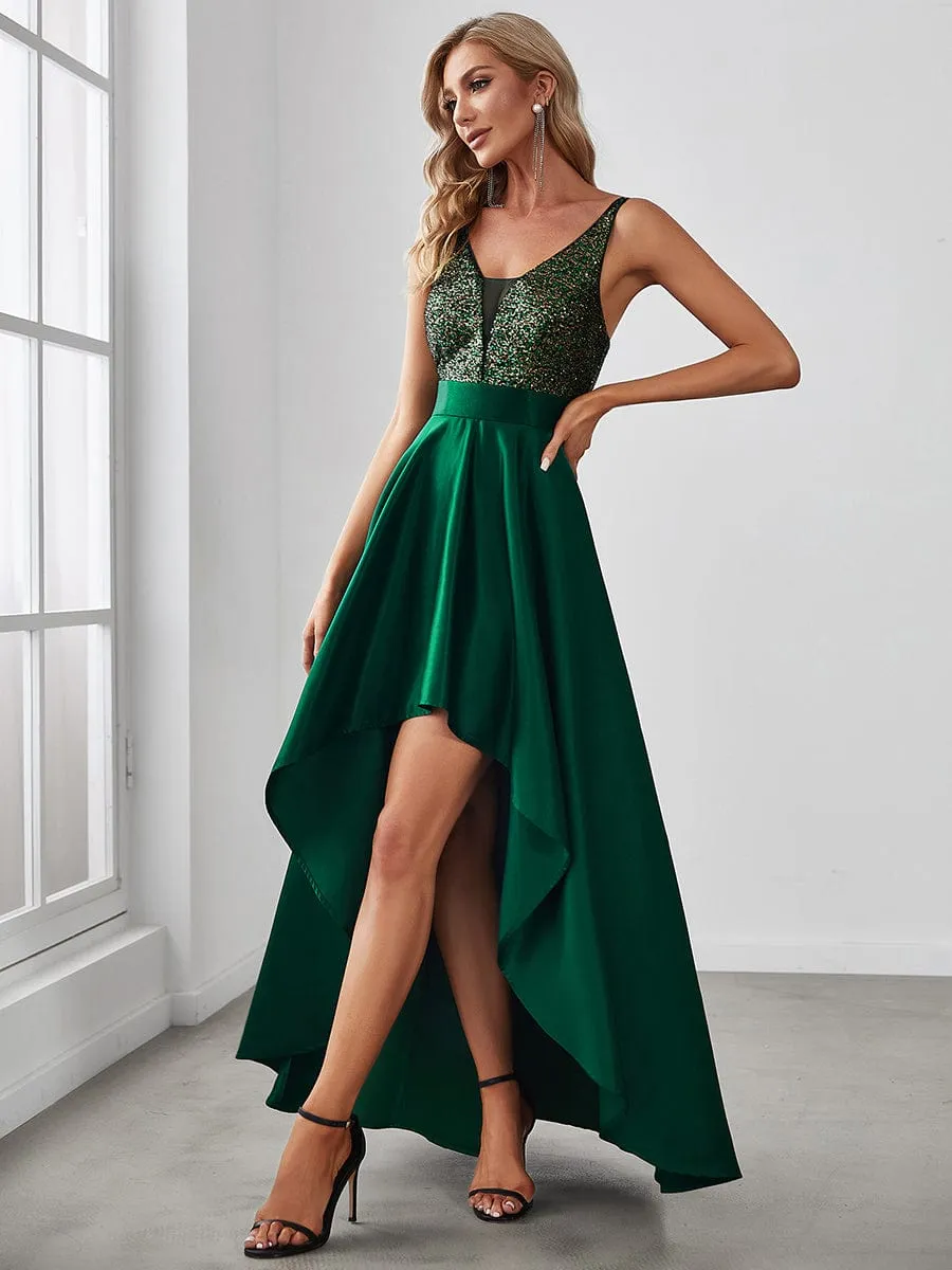 Captivating V-Neck Sparkly Prom Dress for Women