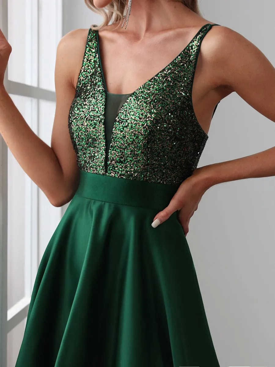 Captivating V-Neck Sparkly Prom Dress for Women