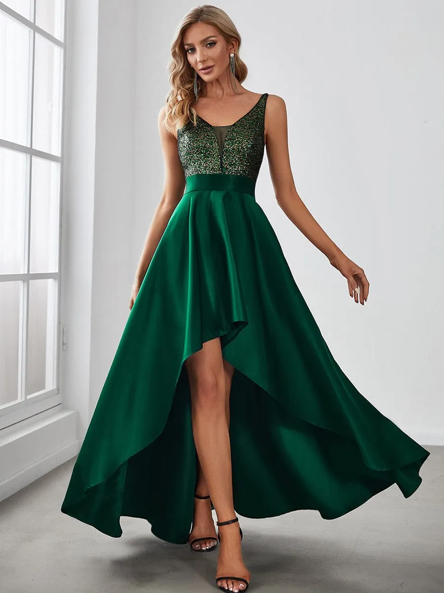 Captivating V-Neck Sparkly Prom Dress for Women
