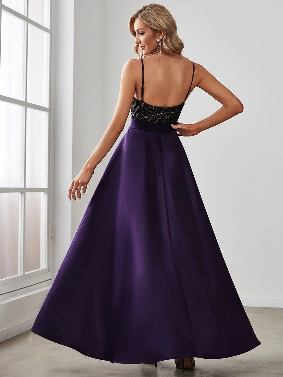 Captivating V-Neck Sparkly Prom Dress for Women