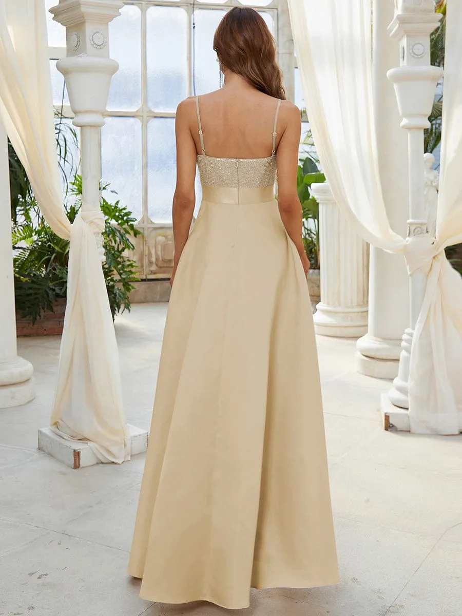 Captivating V-Neck Sparkly Prom Dress for Women
