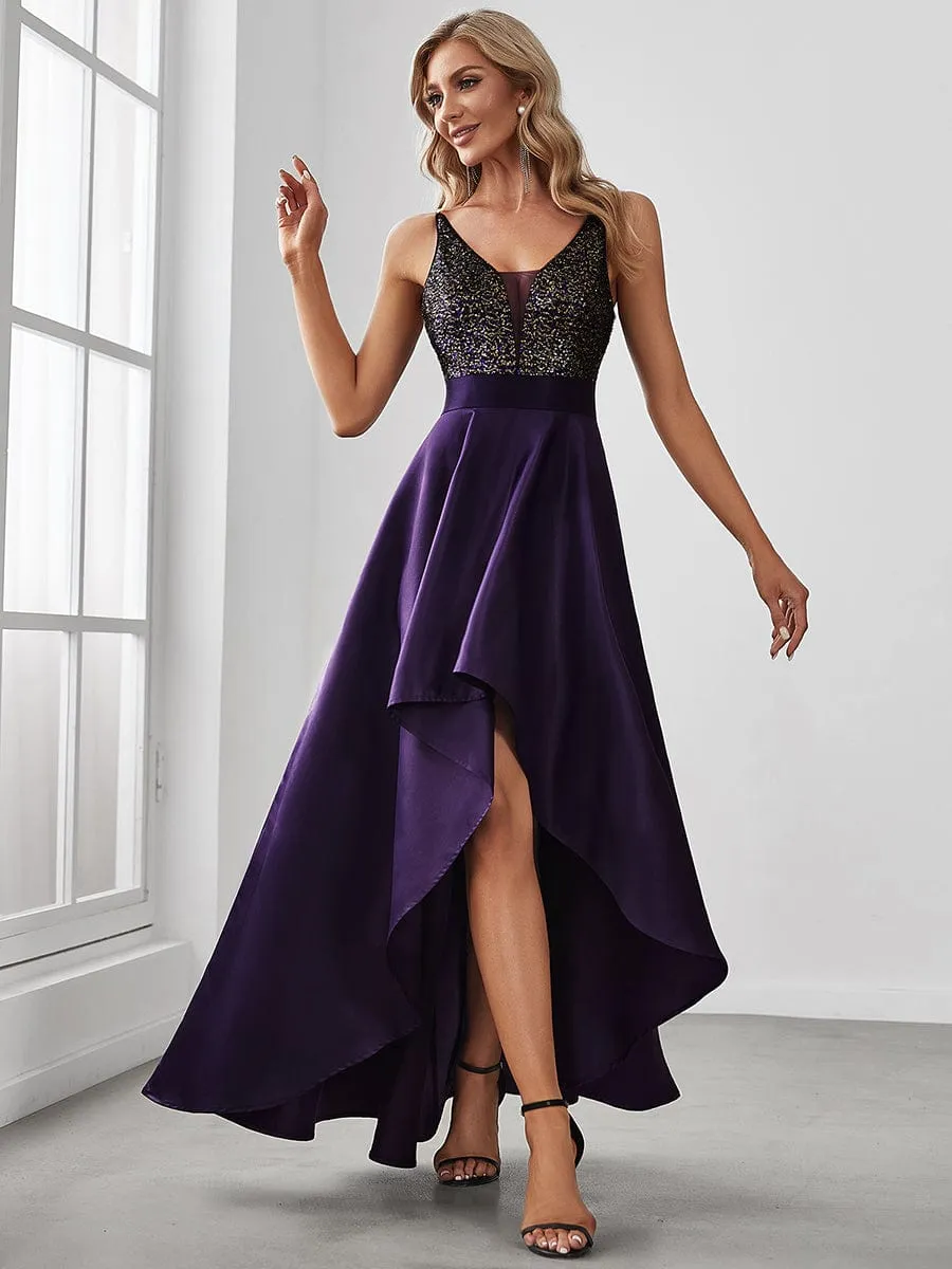 Captivating V-Neck Sparkly Prom Dress for Women