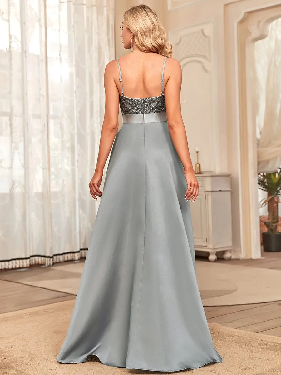 Captivating V-Neck Sparkly Prom Dress for Women