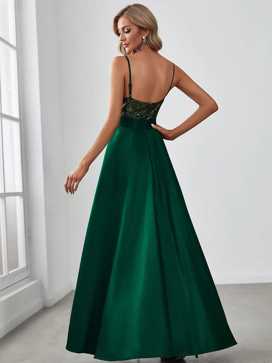 Captivating V-Neck Sparkly Prom Dress for Women