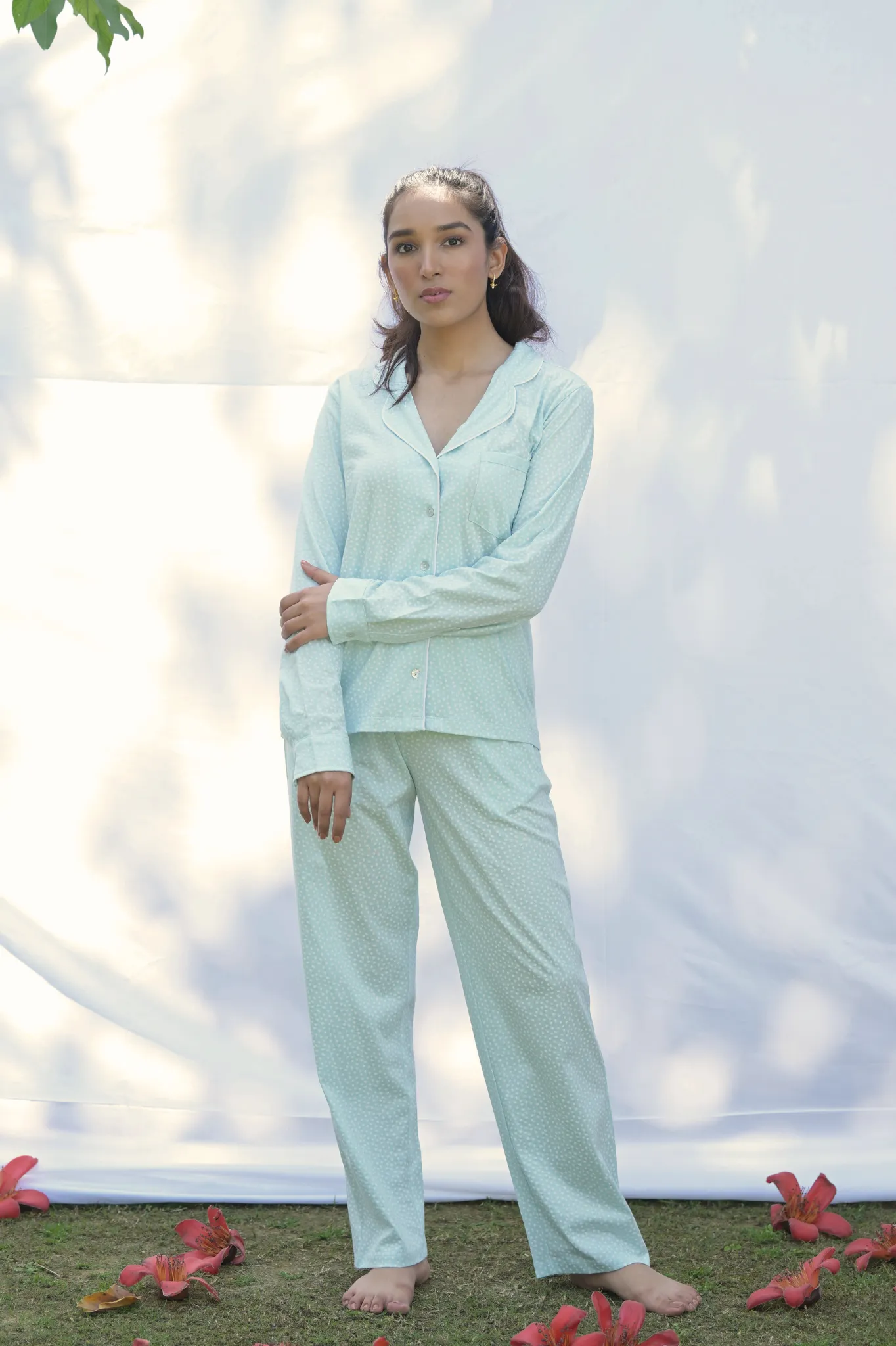 Cosy cocoon PJ  Blue Polka Dot (bottom)
