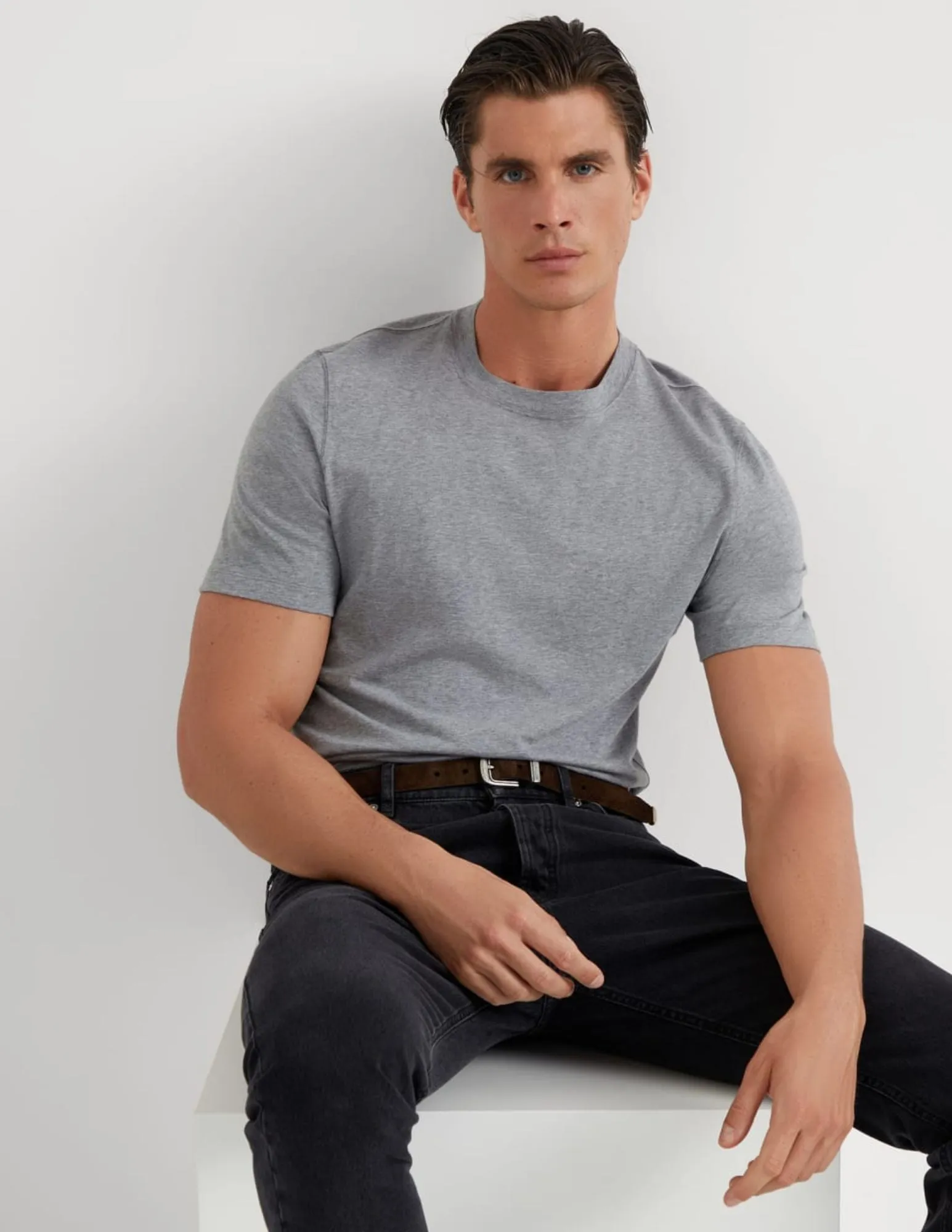 Cotton Jersey Basic Fit Crewneck T-Shirt | Grey