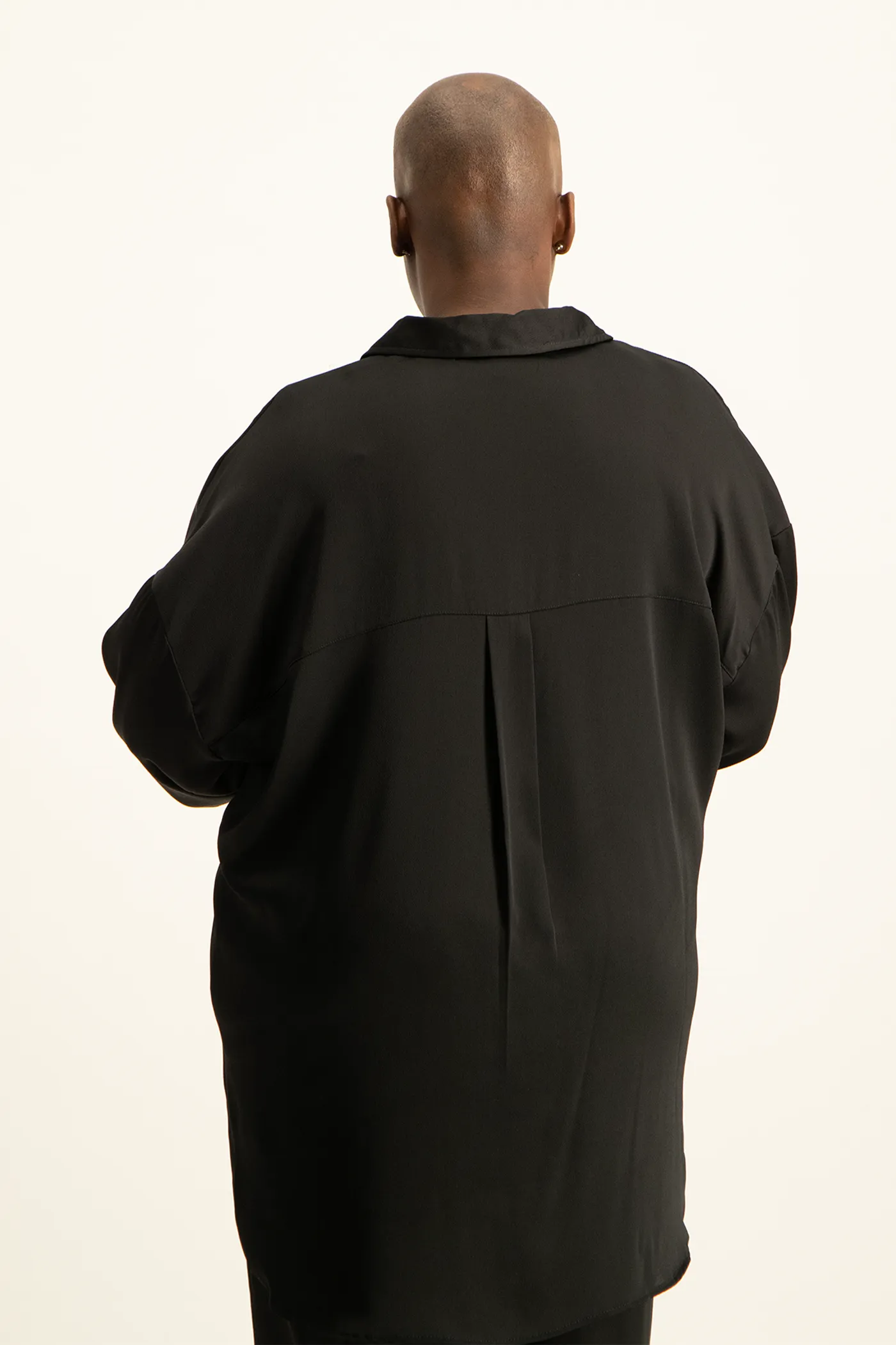 Dani Oversized Satin Shirt - Black