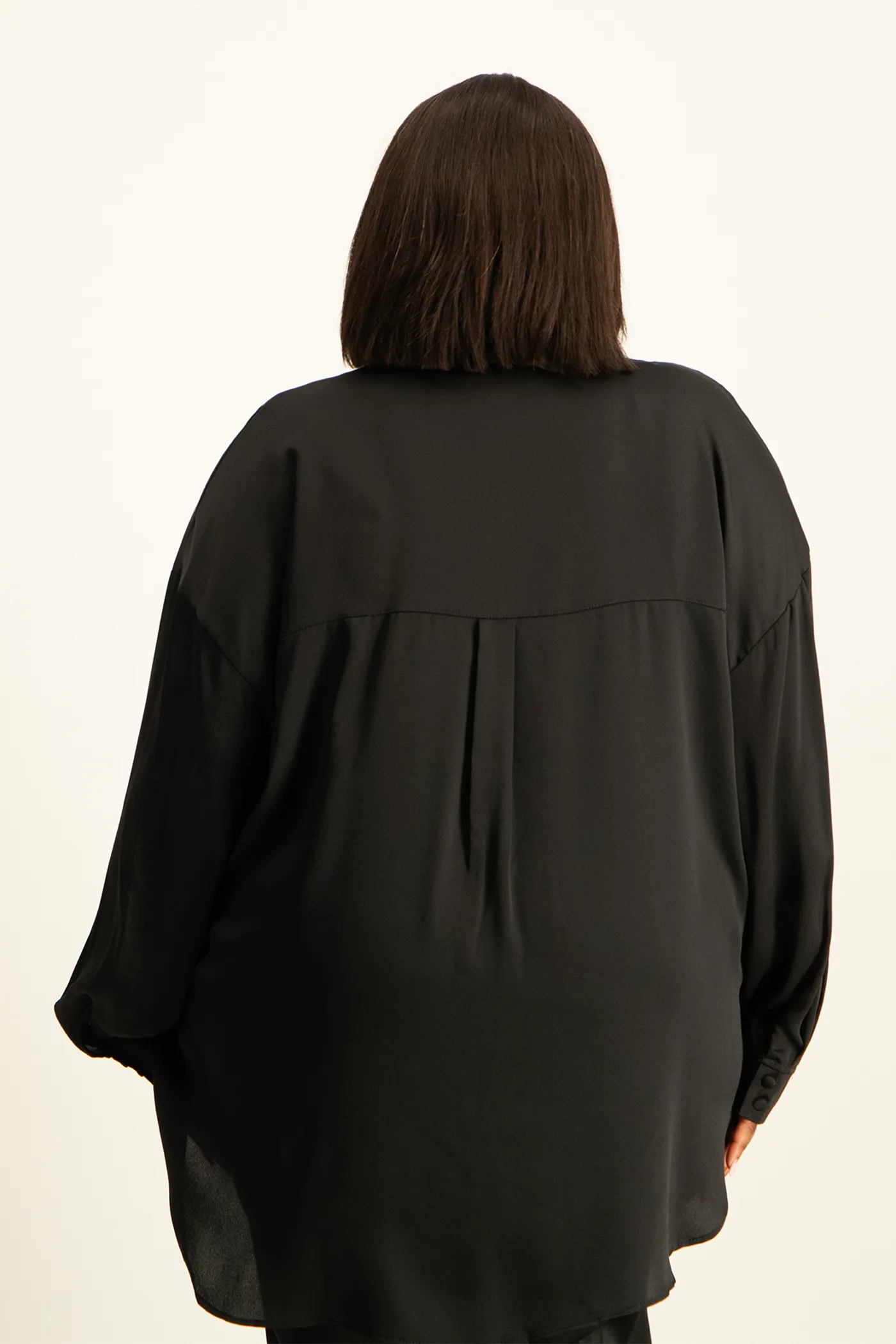 Dani Oversized Satin Shirt - Black