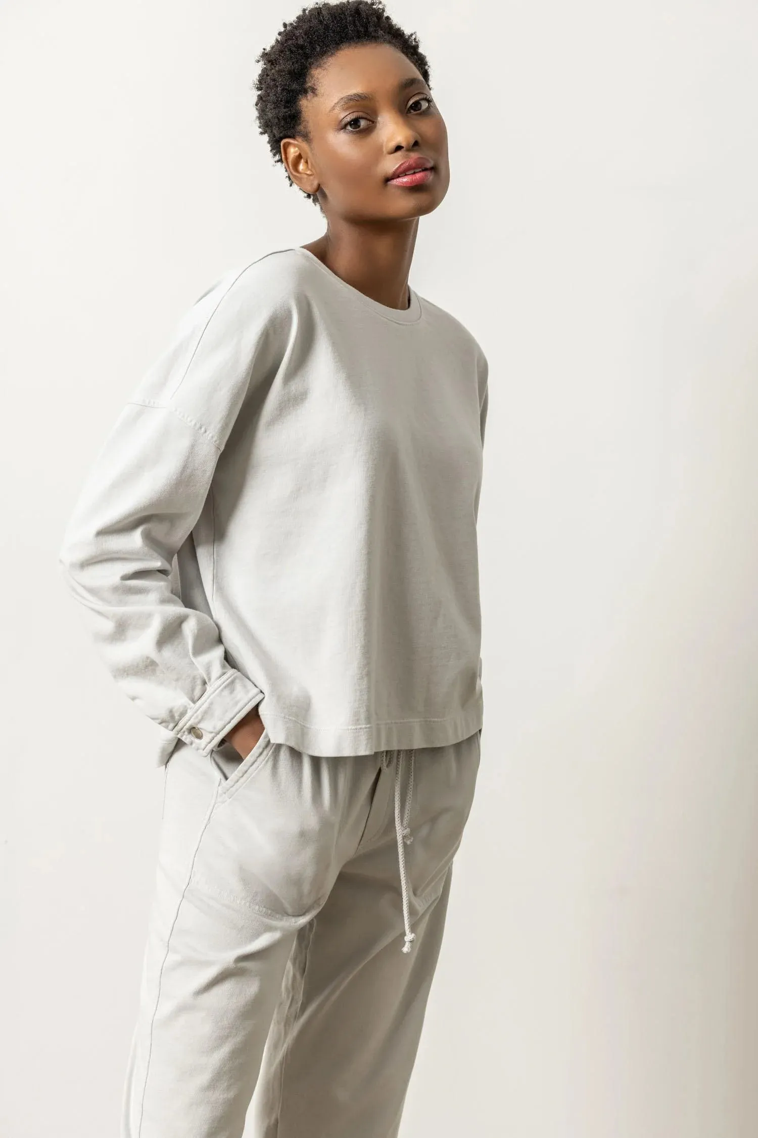 Easy High-Low Sweatshirt: Fossil