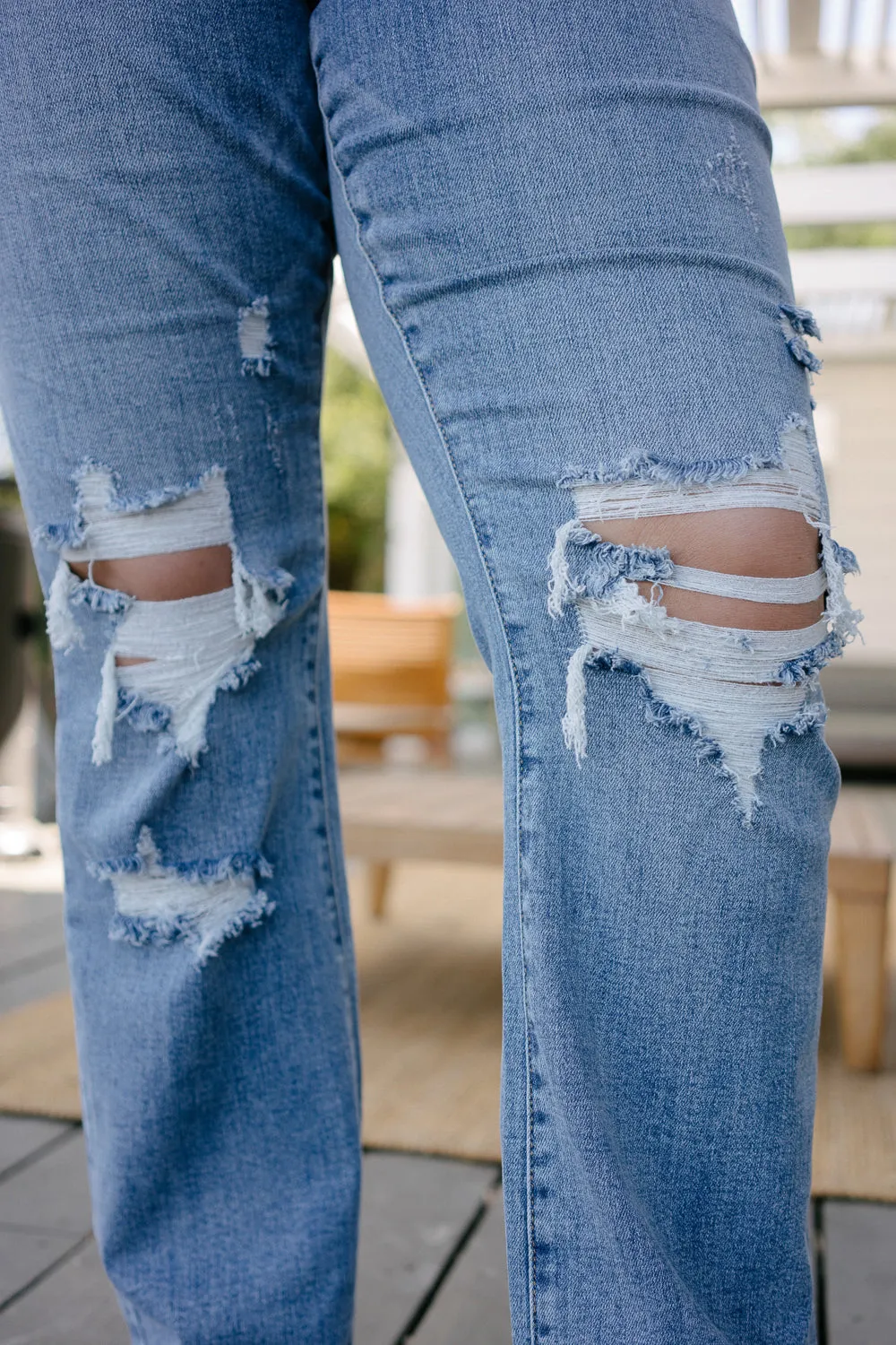 Faye Stone Wash Ripped Bootcut Jeans - PLUS