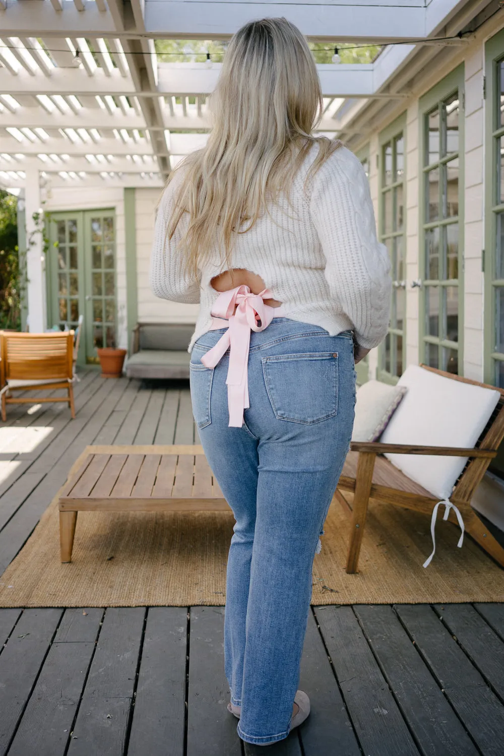 Faye Stone Wash Ripped Bootcut Jeans - PLUS