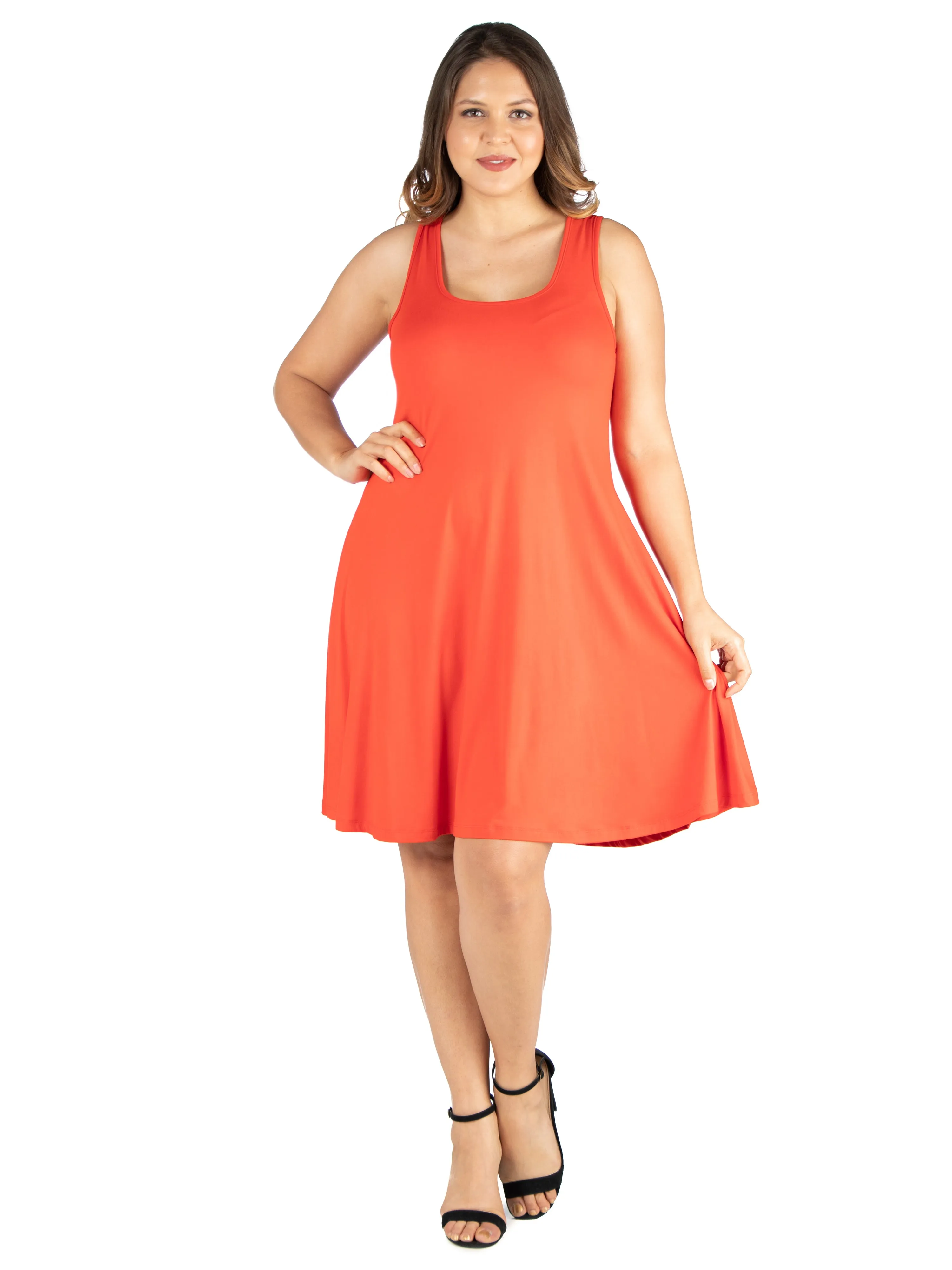 Fit and Flare Knee Length Plus Size Tank Dress