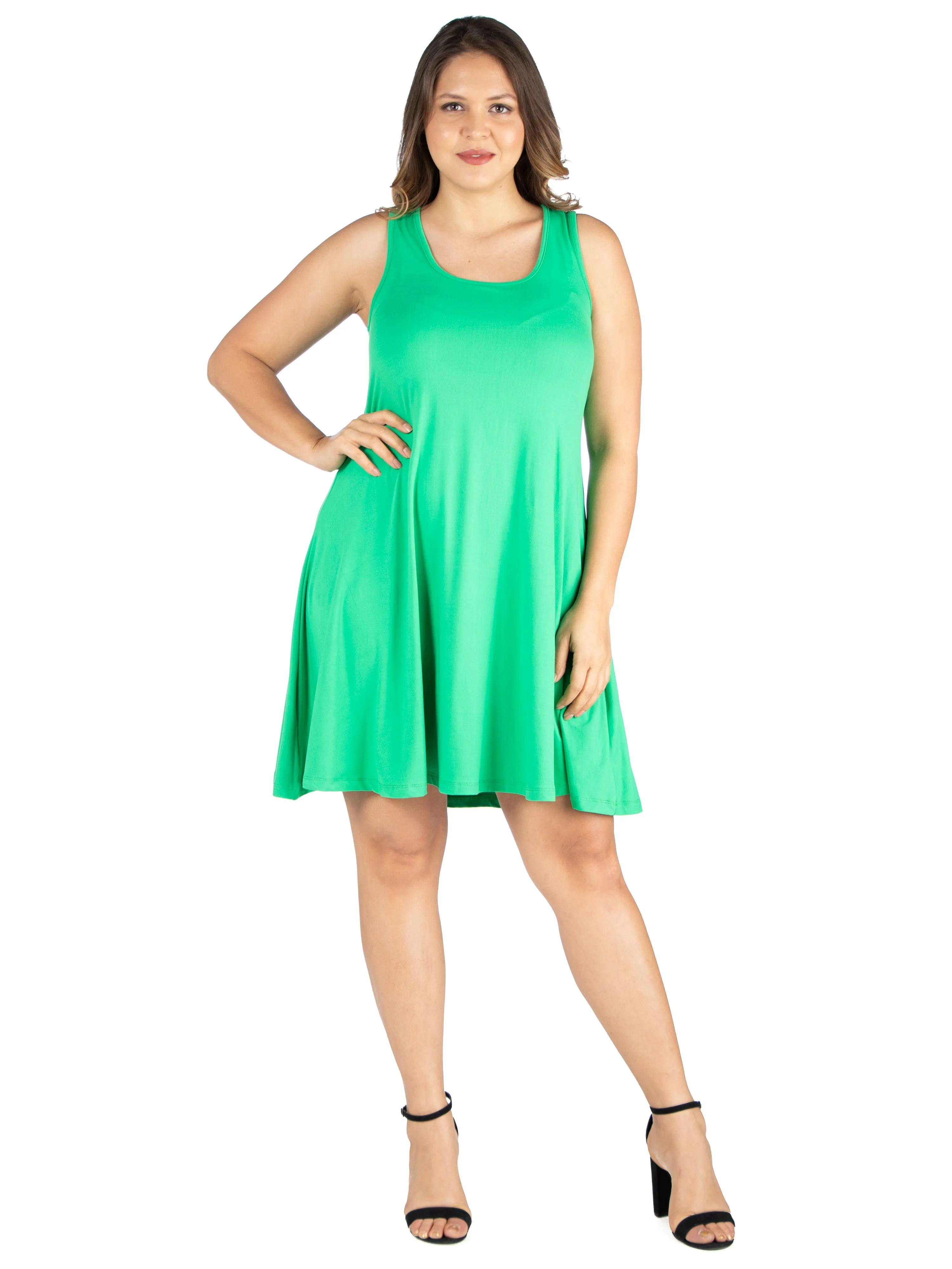Fit and Flare Knee Length Plus Size Tank Dress