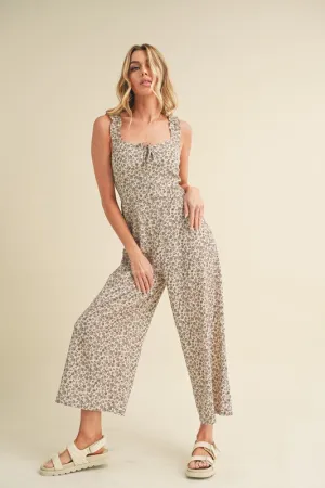 Floral Sweetheart Neck Wide Leg Jumpsuit