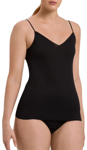 Hanro 100% Cotton Singlet V Neck in Black 1601
