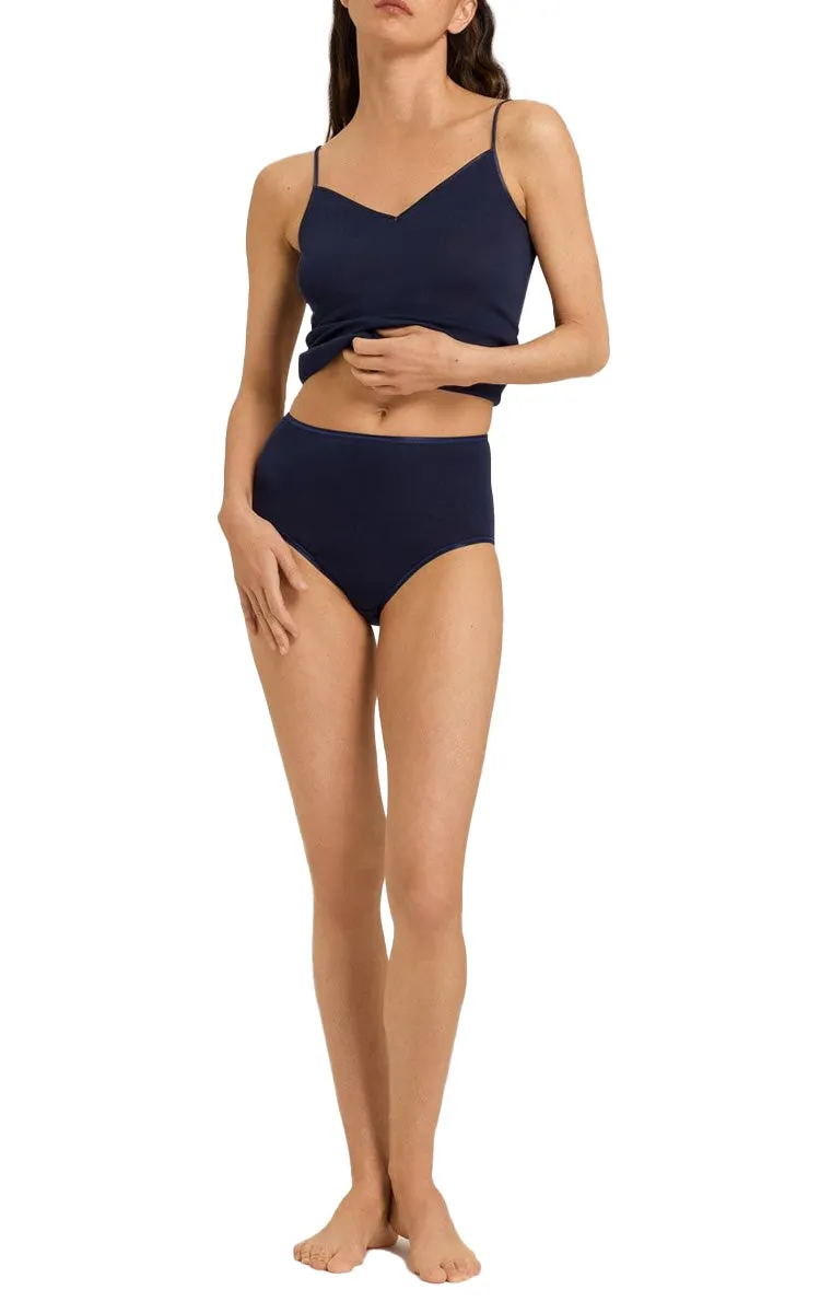 Hanro 100% Cotton Singlet V Neck in Navy 1601