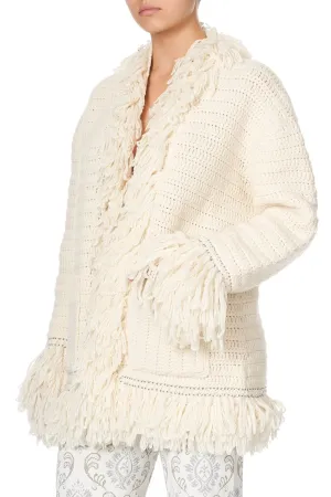 HEAVY KNIT CARDIGAN WITH FRINGING CRYSTAL CASTLE