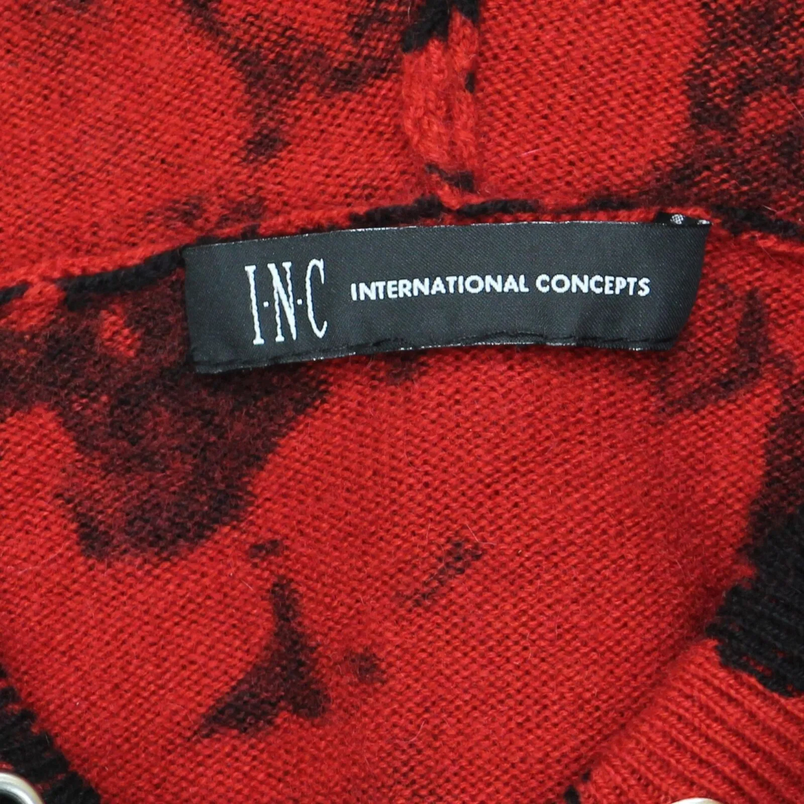 Inc International Concepts Tie-Dye Cashmere Blend Sweater Hoodie Red Wash XL