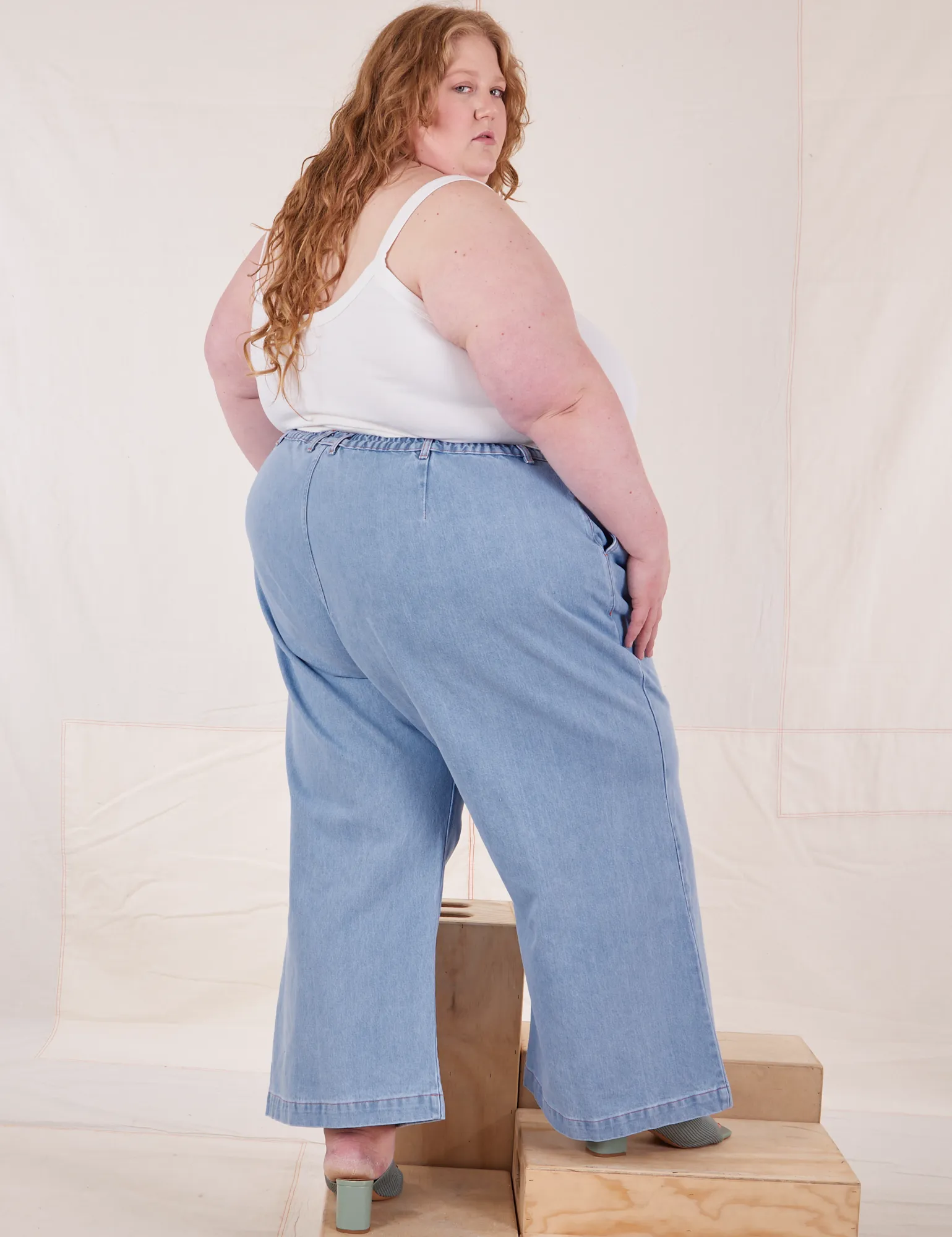 Indigo Wide Leg Trousers - Light Wash
