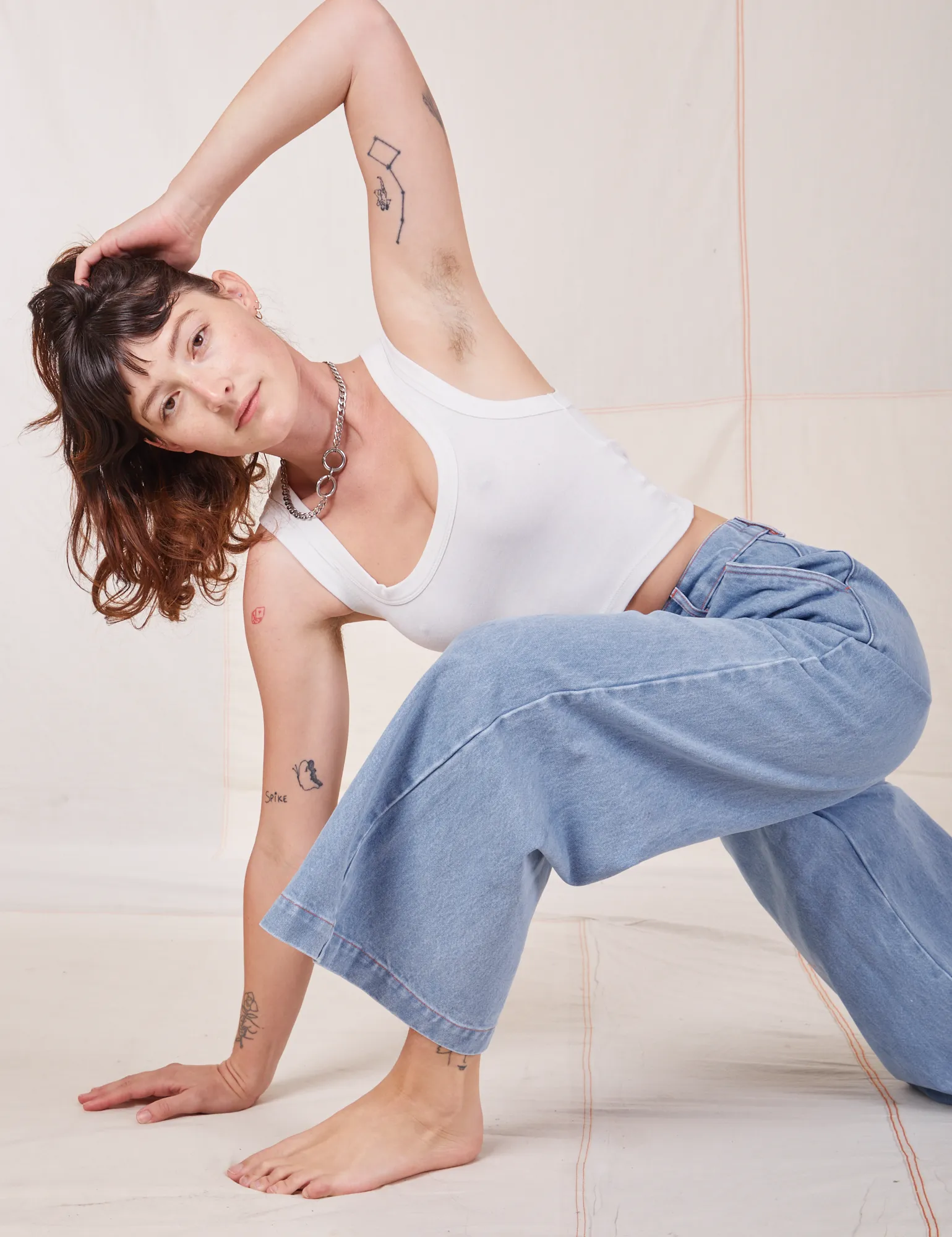 Indigo Wide Leg Trousers - Light Wash