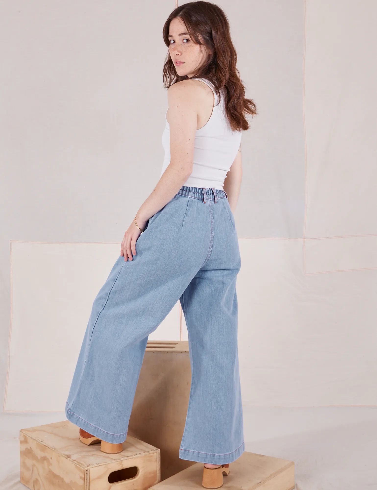 Indigo Wide Leg Trousers - Light Wash