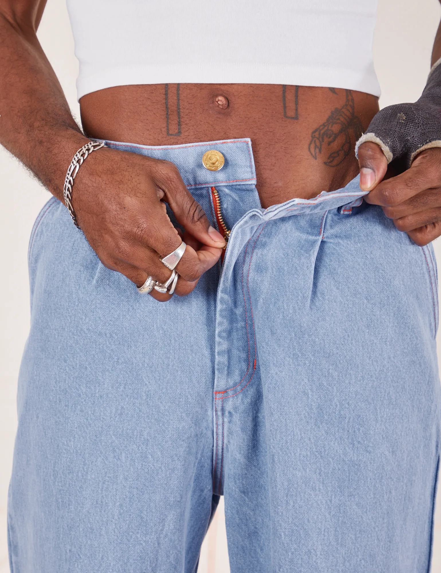 Indigo Wide Leg Trousers - Light Wash