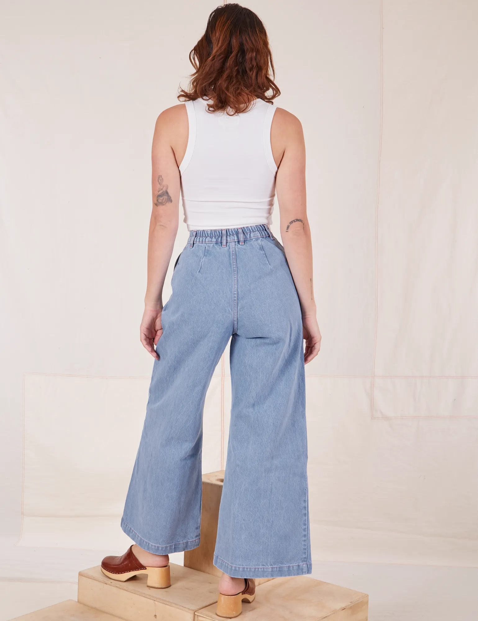 Indigo Wide Leg Trousers - Light Wash